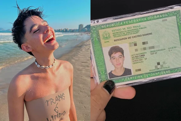 O ator Benjamin Damini exibe novo RG com nome correto