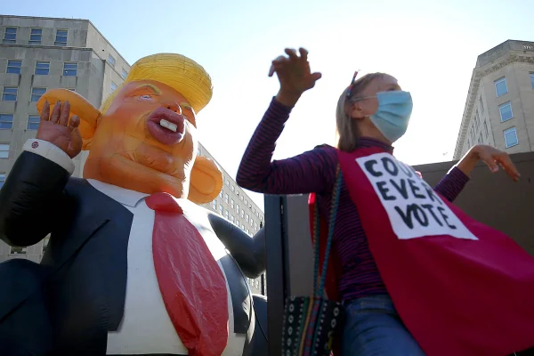Protesto nos EUA durante eleicoes 2020