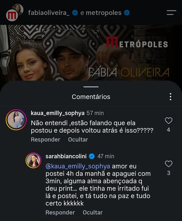 Esposa de Kauan explica motivo do post de término: “Tinha me irritado” - destaque galeria Esposa de Kauan explica motivo do post de término: “Tinha me irritado” - destaque galeria