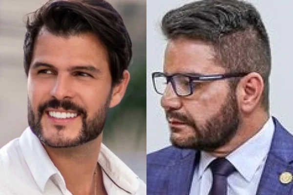 Montagem feita a partir de fotos das redes sociais de Marcelo Bimbi e Gladson de Lima, governador do Acre - Metrópoles