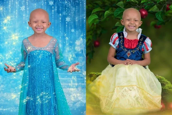 Fotógrafa transforma menina com câncer avançado em princesas da Disney