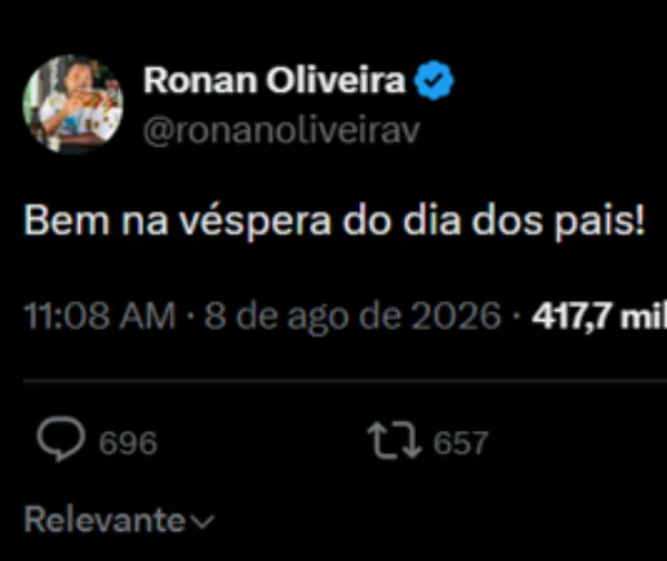 Web aponta post de Ronan, amigo de Ana Paula, como indireta a Milena - destaque galeria Web aponta post de Ronan, amigo de Ana Paula, como indireta a Milena - destaque galeria