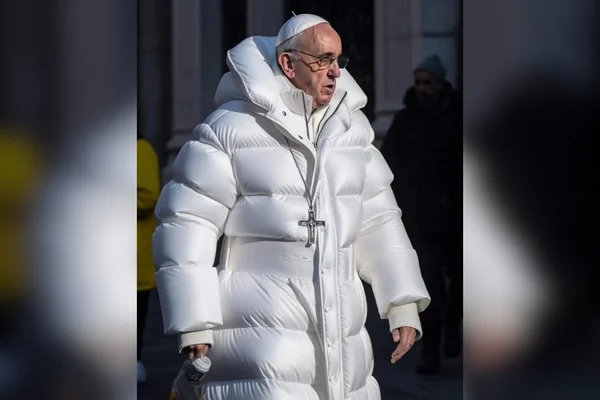 papa com casaco branco