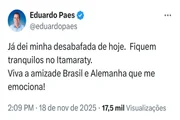 Segundo post de Paes sobre chanceler alemão