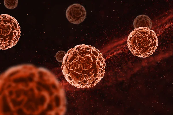 Renderização 3D de fundo médico com células de vírus abstratas. Metrópoles