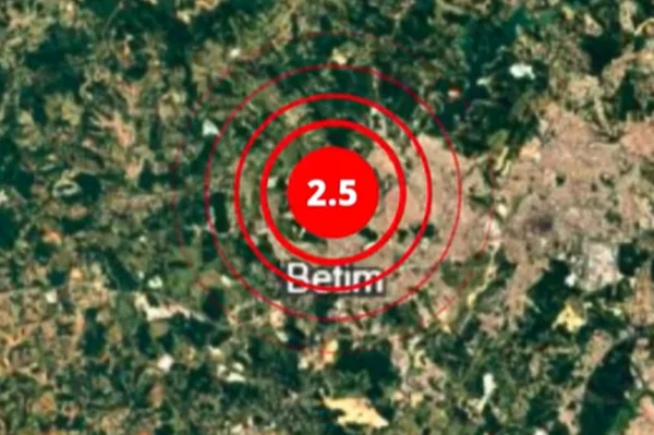 imagem colorida de registro de tremor de terra em betim, minas gerais