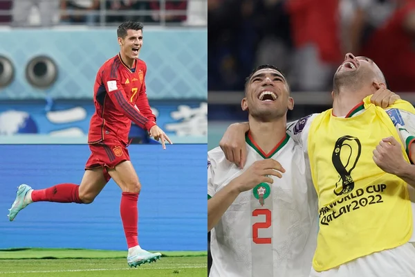 Álvaro Morata é o destaque da Espanha e marcou três gols na Copa do Mundo do Catar. Do outro lado, Ziyech e Hakimi são a esperança de gols do Marrocos - Metrópoles