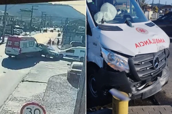 Imagem colorida, Colisão aconteceu em cruzamento no bairro Iririú - Metrópoles