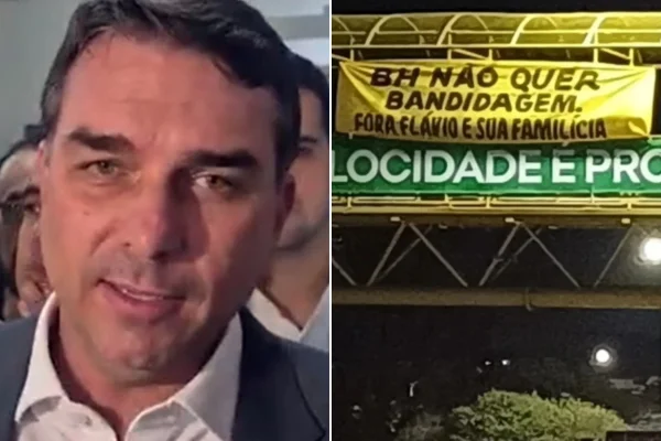 BH amanhece com faixas contra título de cidadão a Flávio Bolsonaro
