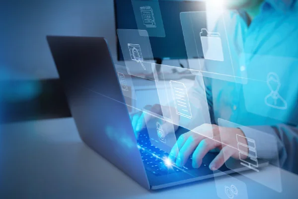 imagem colorida um computador com imagens sob postas de forma tecnológica - metrópoles
