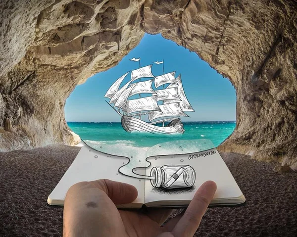 Além do papel: artista mistura desenhos 3D com pontos turísticos reais