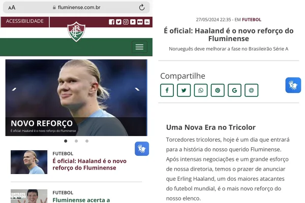 Site do Fluminense é hackeado e anuncia Haaland como reforço - Metrópoles
