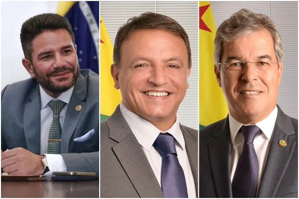 Gladson Cameli (PP), Márcio Bittar (PL) e Jorge Viana (PT)