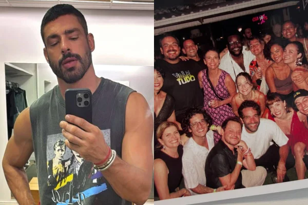 Montagem colorida de Cauã Reymond e elenco de Vale Tudo - Metrópoles