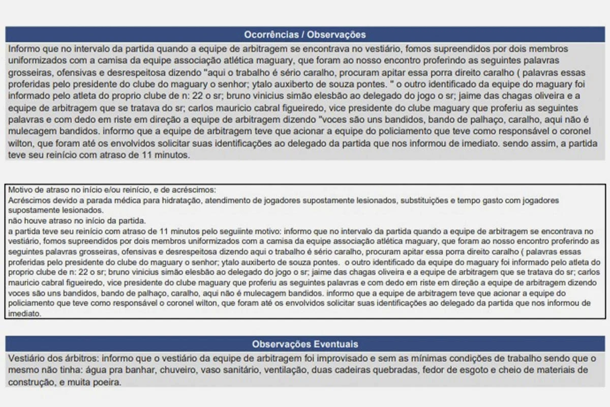 Série D ZeroUm: dirigentes do Maguary invadiram vestiário dos árbitros - imagem 1 Série D ZeroUm: dirigentes do Maguary invadiram vestiário dos árbitros - imagem 1