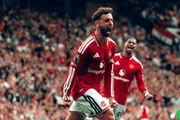 Bruno Fernandes e Rashford comemoram gol do Manchester United