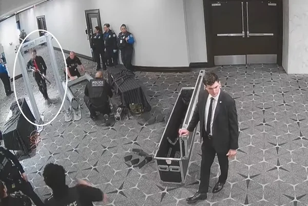 imagem colorida da ação de homem que tentou matar trump em jantar nos eua