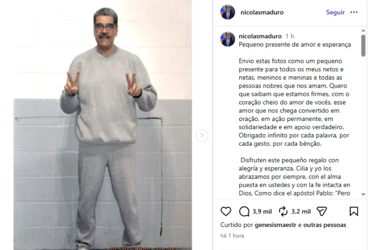 Perfil oficial divulga fotos de Maduro com uniforme em prisão nos EUA - imagem 1 Perfil oficial divulga fotos de Maduro com uniforme em prisão nos EUA - imagem 1