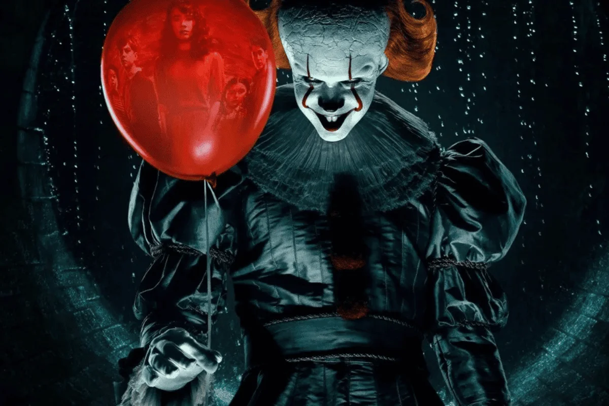 A criatura "Pennywise" é um palhaço que aparece no filme de terror It: A Coisa. A criatura "Pennywise" é um palhaço que aparece no filme de terror It: A Coisa.