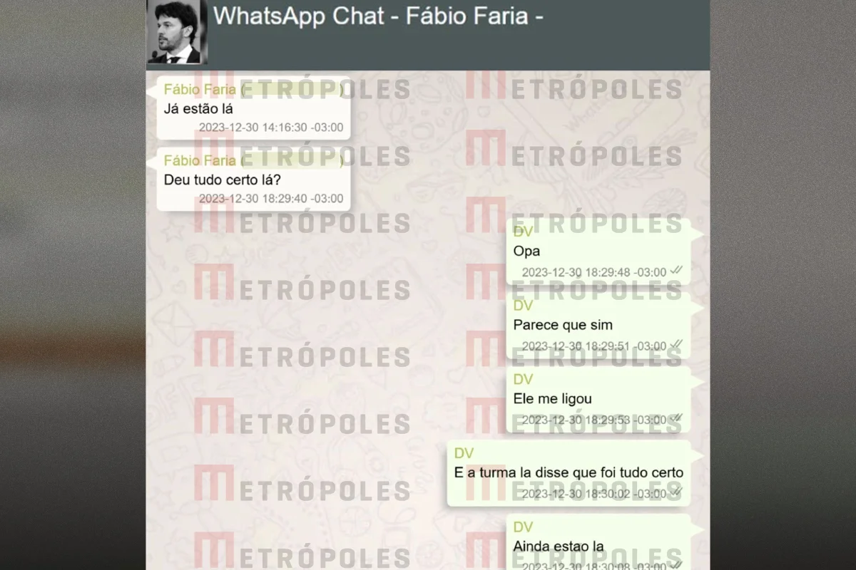 Troca de mensagens entre Fábio Faria e Daniel Vorcaro sobre almoço em Campos do Jordão para Alexandre de Moraes Troca de mensagens entre Fábio Faria e Daniel Vorcaro sobre almoço em Campos do Jordão para Alexandre de Moraes