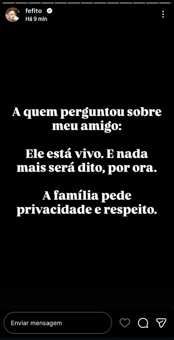 Amigo atualiza estado de Elian Matte após carta de despedida na web - destaque galeria Amigo atualiza estado de Elian Matte após carta de despedida na web - destaque galeria