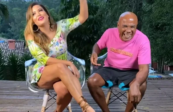 Após entrevista, Geisy encontra Kid Bengala em lugar inusitado