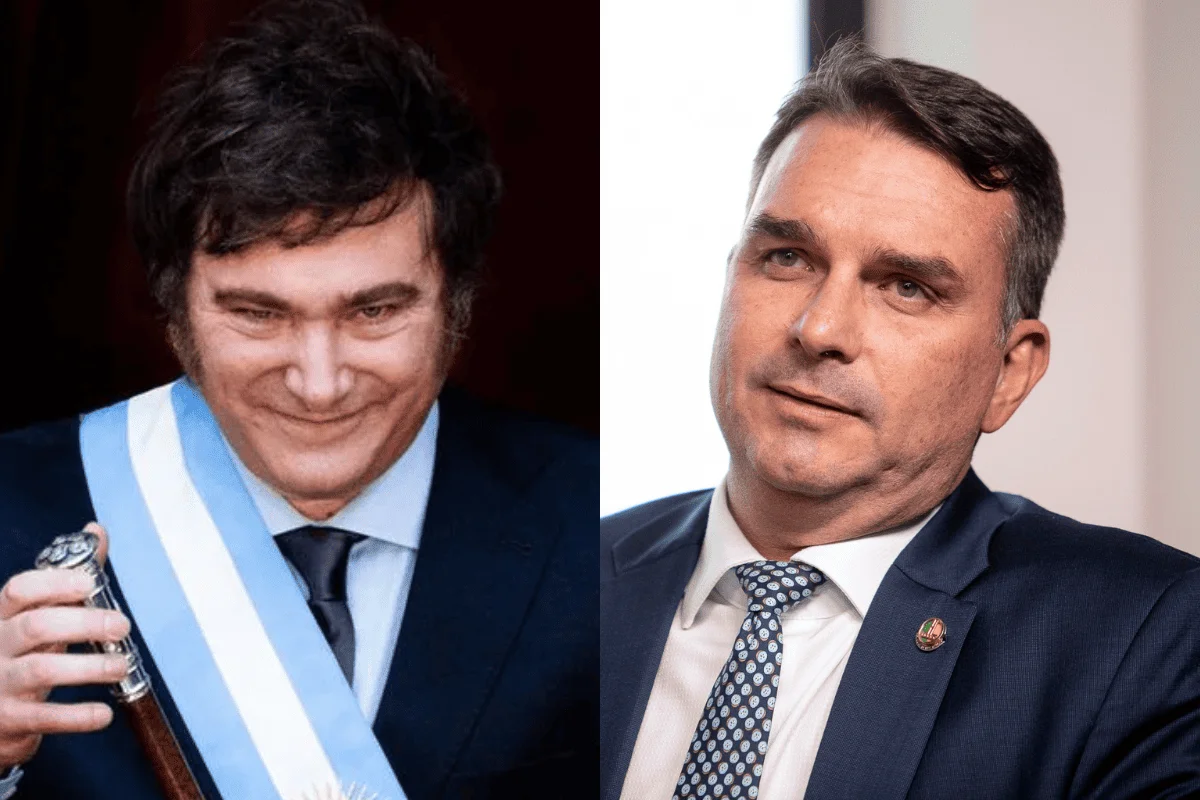 Javier Milei e Flávio Bolsonaro Javier Milei e Flávio Bolsonaro