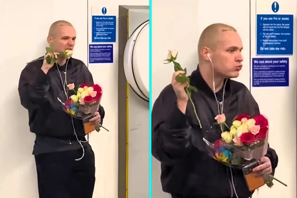Desilusão amorosa? Homem viraliza ao comer buquê de rosas em metrô