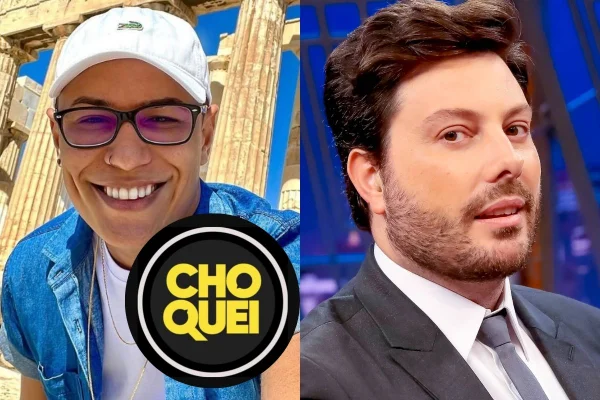 Montagem colorida de Raphael Sousa Oliveira, dono da Choquei, e Danilo Gentili - Metrópoles