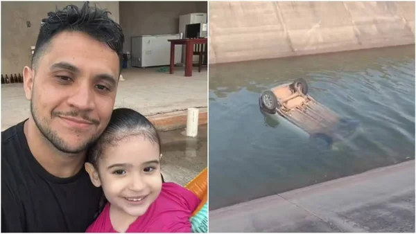 imagem colorida pai e filha carro submerso ceará