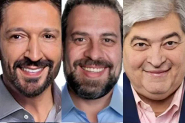Os candidatos à Prefeitura de SP Ricardo Nunes, Guilherme Boulos e José Luiz Datena - Metrópoles