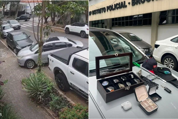 Imagem colorida mostra roubo em casa de policial civil. Metrópoles