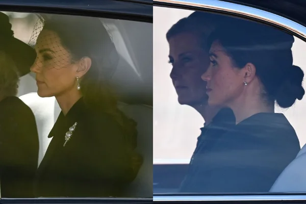 Kate e Meghan vão para procissão de Elizabeth II em carros separados