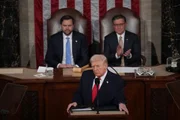 Trump durante discurso do Estado da União, no Capitólio Trump durante discurso do Estado da União, no Capitólio