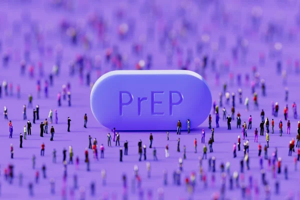 Ilustração comprimido de PrEP e pessoas