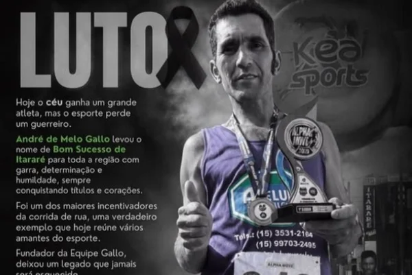 André de Melo Gallo, de 52 anos, morreu após ser atropelado durante uma corrida em Bonsucesso de Itararé, interior de SP - Metrópoles