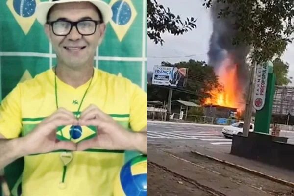 Imagem colorida de casa de homem-bomba em Santa Catarina incendiada - Metrópoles