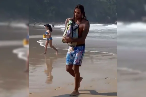 Vídeo: com uma sacola, surfista salva pinguim preso entre pedras