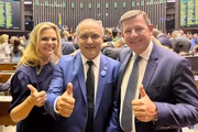 Carla Morando, Marcelo Lima e Orlando Morando na Câmara dos Deputados