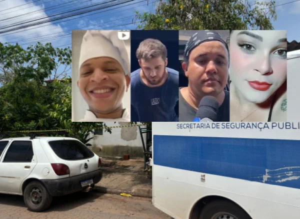 Imagem colorida dos quatro presos por assassinato de jovem grávida - Metrópoles