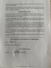 Carta assinada por Flávio Bolsonaro com compromissos firmados pelo apoio de Augusto Cury