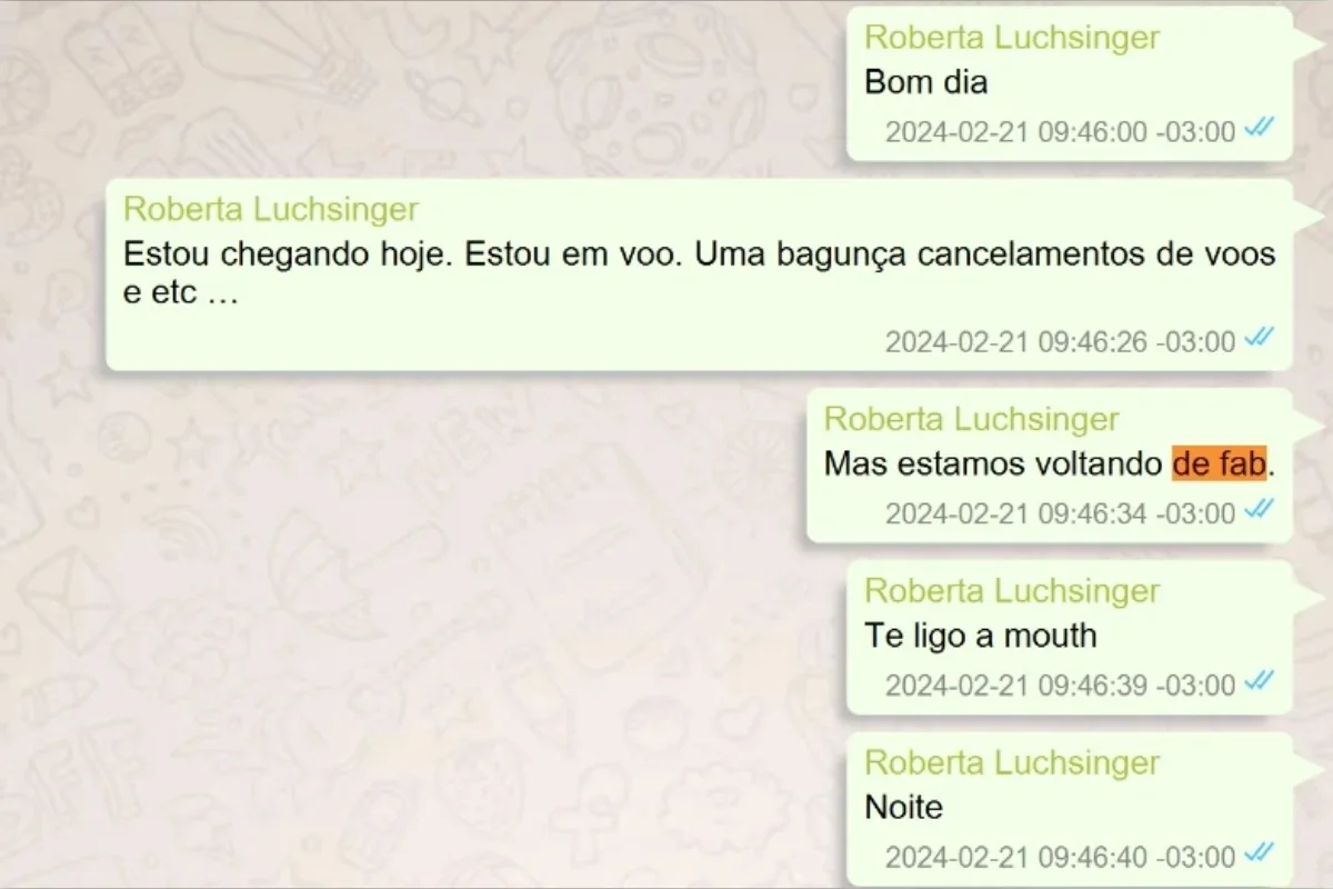 Trocas de mensagens de Roberta Luchsinger Trocas de mensagens de Roberta Luchsinger