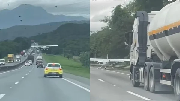 Avião monomotor precisou fazer um pouso forçado em plena BR-101