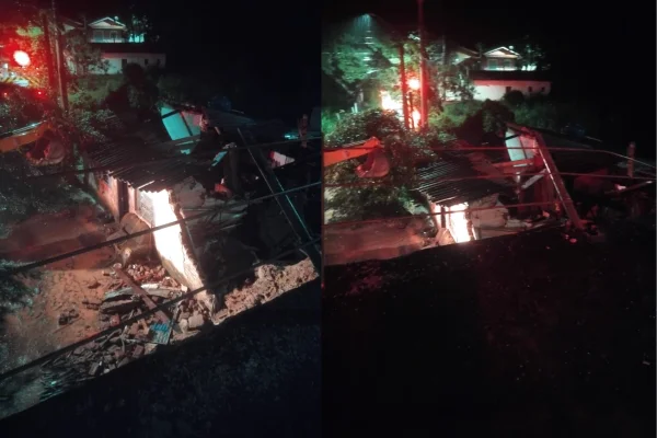 Imagem colorida de deslizamento em Serra Negra. Metrópoles