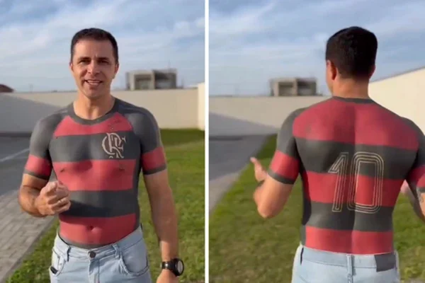 Imagem colorida, Torcedor que tatuou camisa do flamengo no corpo- Metrópoles