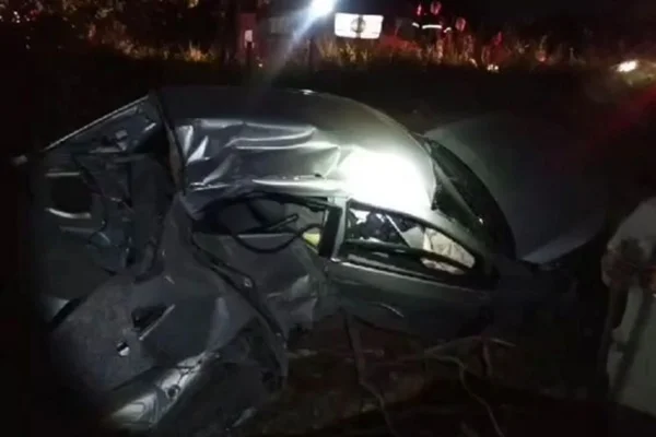 Ao desviar de cachorro, motorista cai com carro em ribanceira