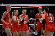 Jogadoras da Turquia durante a grande final contra Itália Jogadoras da Turquia durante a grande final contra Itália