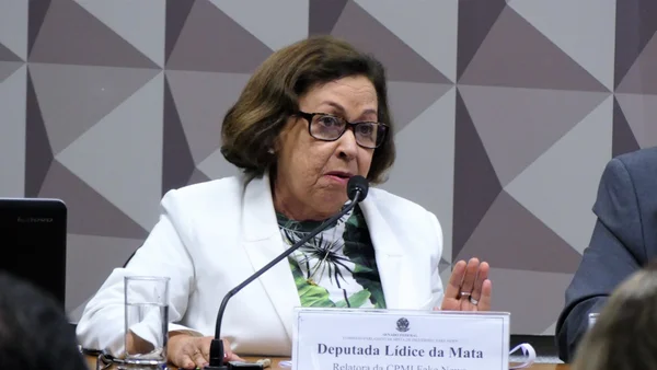 A deputada Lídice da Mata, do PSB da Bahia, durante a sessão em que era relatora da CPMI das Fake News