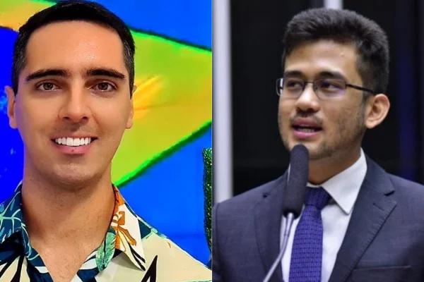 Imagem colorida de influenciador Thiago dos Santos e do Deputado Federal Kim Kataguiri