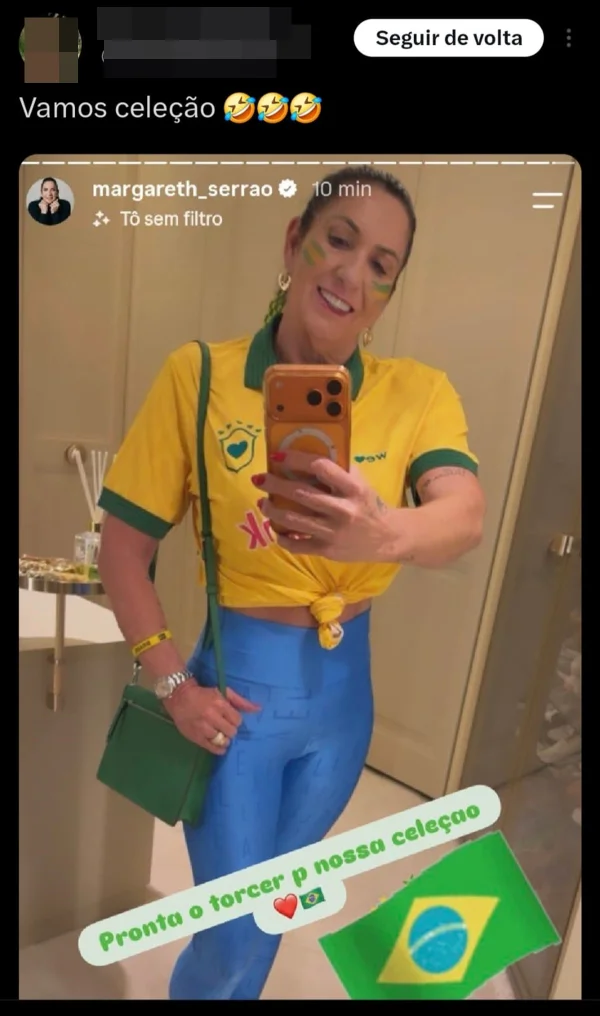 Margareth Serrão é detonada na web após escrever “celeção” e reage - destaque galeria Margareth Serrão é detonada na web após escrever “celeção” e reage - destaque galeria